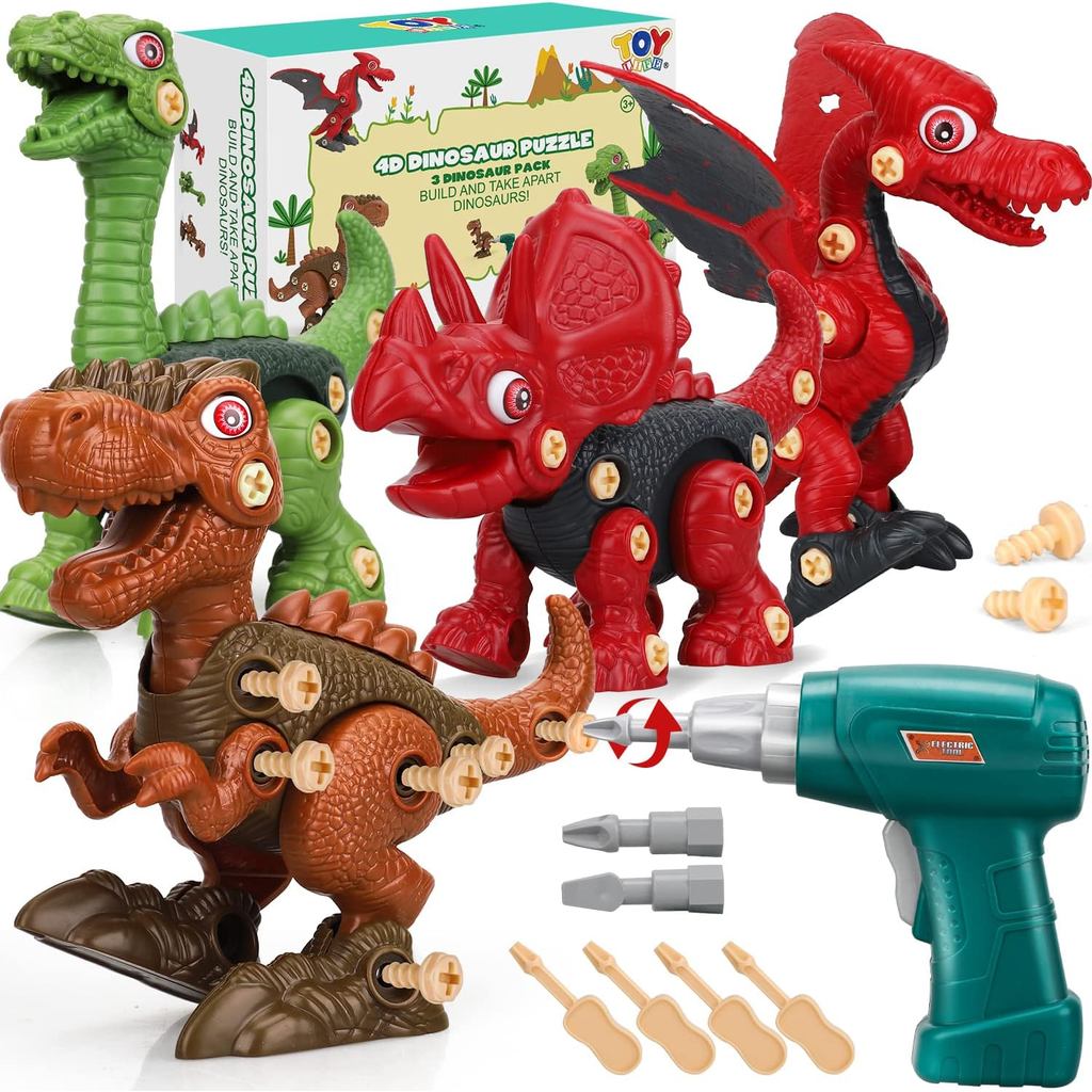 TOY Life 4 Pack Take Apart ไดโนเสาร์ Stem ของเล่นเด็ก 3 5 7 8 12 ปีอาคารการศึกษา Construction เด็กวั