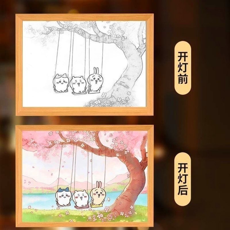 Chiikawa ภาพวาดที่แปลกประหลาด โคมไฟบรรยากาศ โคมไฟกลางคืน ของแต่งห้องนอน ของขวัญสําหรับเด็ก เพื่อน ขอ
