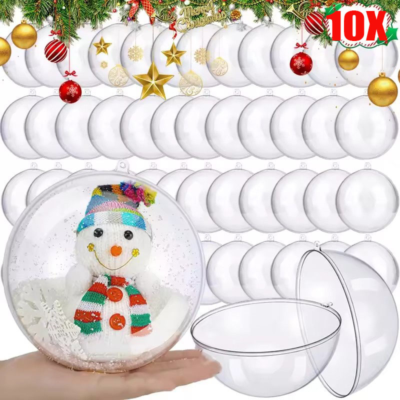 10/20PCS 5-10 ซม.DIY ลูกบอลพลาสติกตกแต่ง - เครื่องประดับแขวนต้นคริสต์มาส - คริสต์มาสสูงโปร่งใสลูกจี้