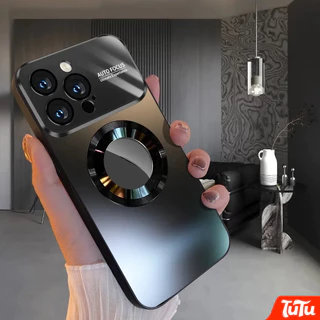 TuTu รุ่นใหม่ Titanium Matteโลหะแม่เหล็กกรณีชาร์จไร้สายสําหรับiPhone 17 16 14 13 12 11 15 Pro Max Air 16 Plusเคสโทรศัพท์