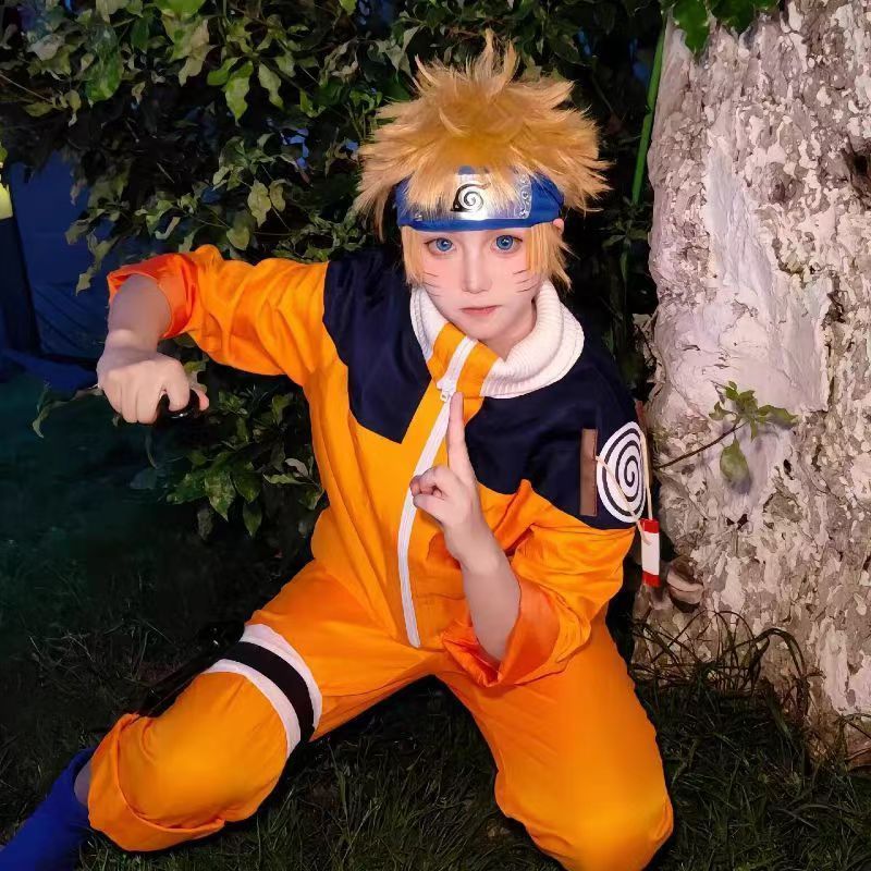 Uzumaki Naruto cos เสื้อผ้า Shippuden Naruto Naruto เสื้อผ้าเด็กรุ่นป้องกันหน้าผากชุดอะนิเมะชุด Vort