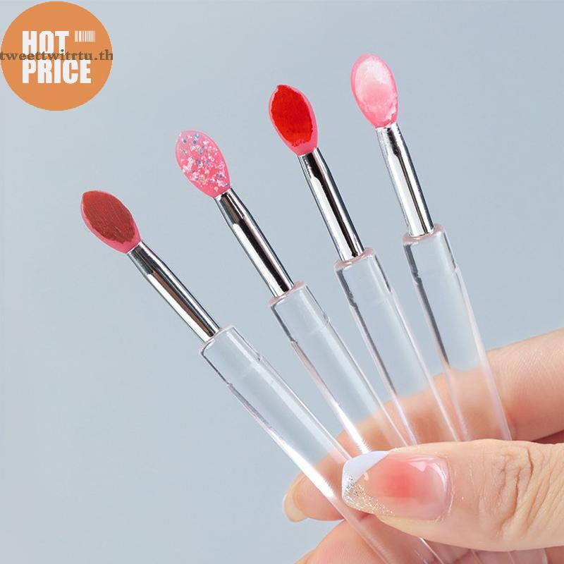 TRTU 1 PC แบบพกพาซิลิโคนแปรงลิปพร้อมฝาครอบ Soft Multifunctional Lip Balm Applicator ลิปสติก Lipgloss อายแชโดว์แปรงแต่งหน้า TH