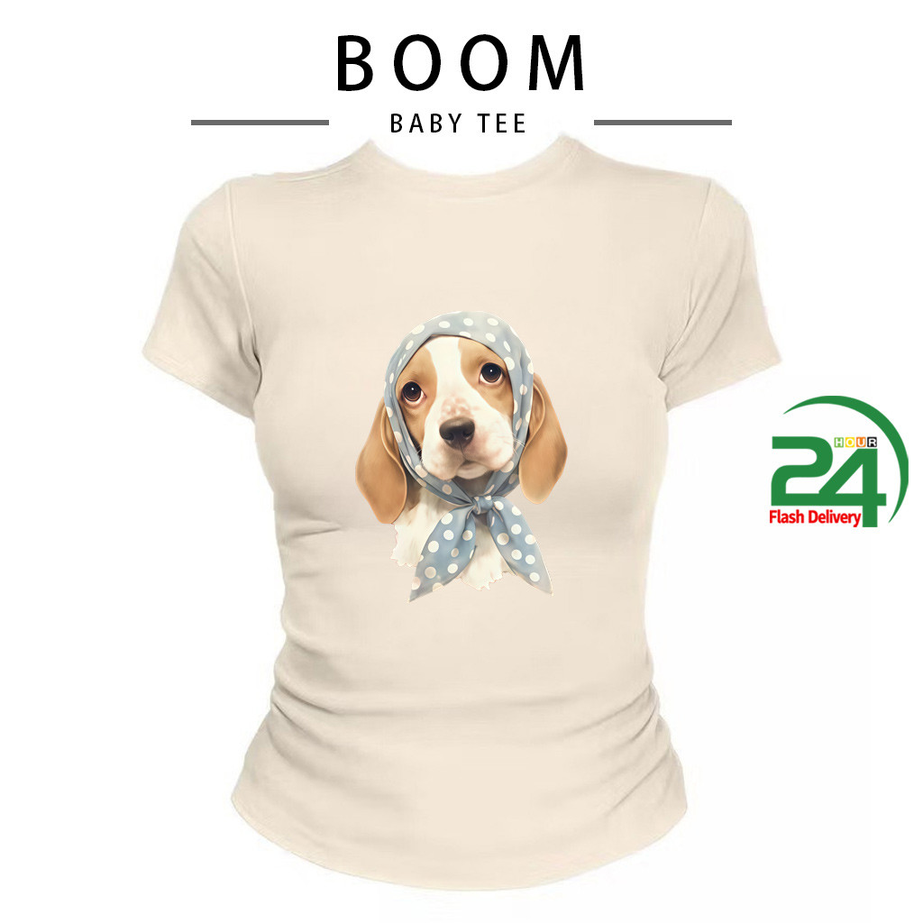 COD(จัดส่งภายใน 24 ชั่วโมง)BOOM เกาหลี เสื้อครอปเข้ารูปBaby tee y2k เสื้อคอกลม เสื้อน่ารัก #2930