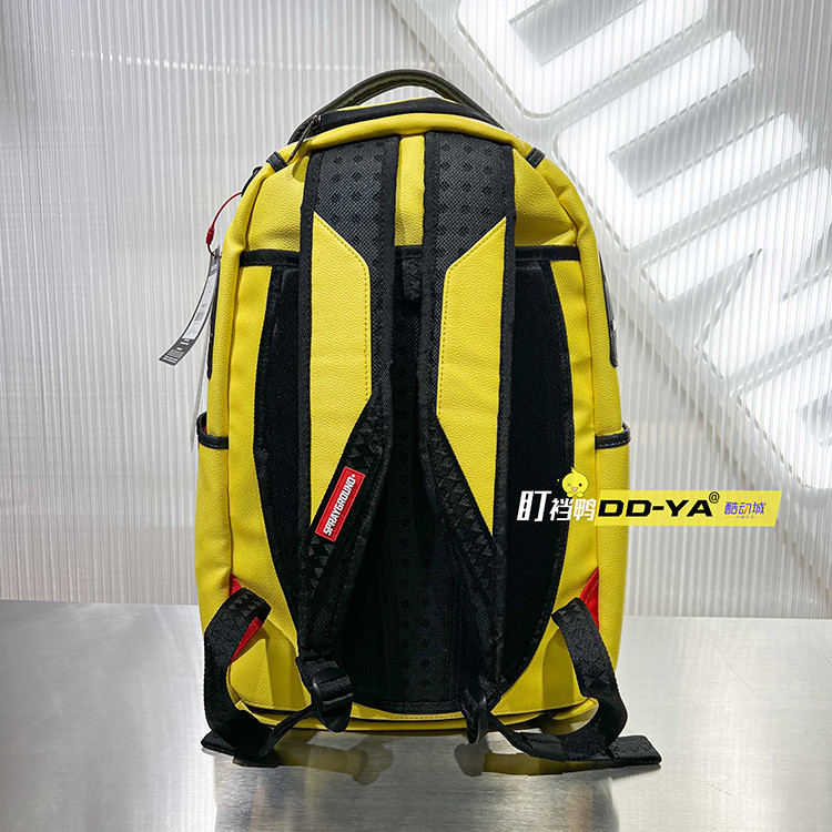 SprayGround Shark Mouth Domestic Daigou W0835710Yellow Street Wear Backpack กระเป๋านักเรียนความจุขนา