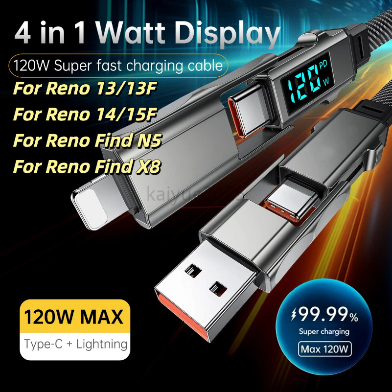 4 In1 PD 100W 20V 5A LED Digital Display USB Type C Fast Charging Charger Data Transfer สําหรับ iPho