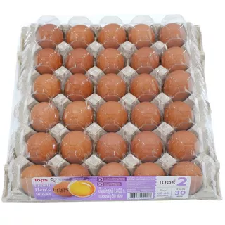 ท็อปส์ไข่ไก่สดปลอดสารเบอร์2 แพค 30ฟอง Tops Fresh Hen Eggs No.2 Pack 30pcs. [หมายเลขบาร์โค้ด 8853474054107 ]