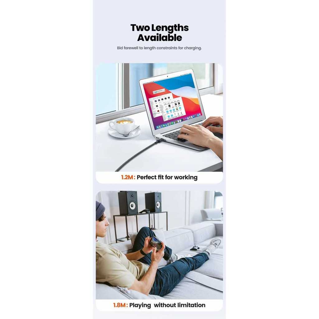 EASYDEALS Toocki USB Type C to Type C Fast Charging RGB PD 5A 100W Data Cable - TQ-X45