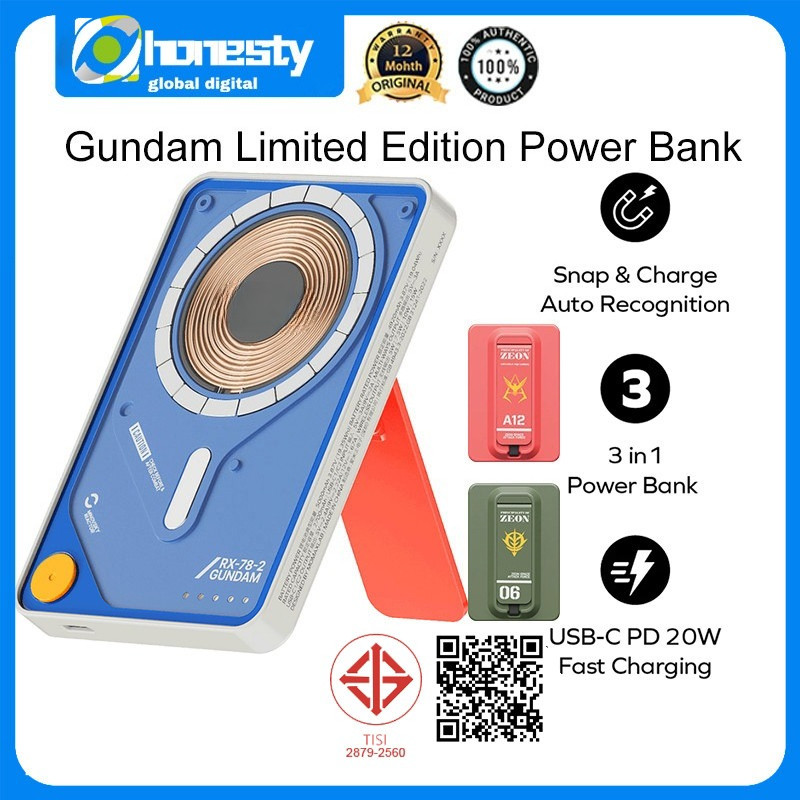 MOMAX Mobile Suit Gundam Limited Edition Powerbank 5000mAh 1-Power X Pro Magnetic Wireless Power Ban