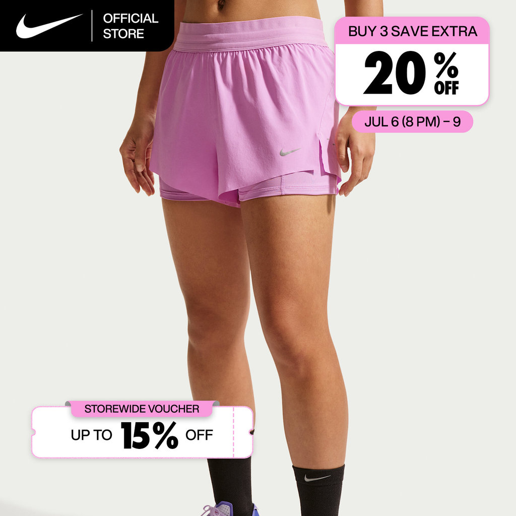 Nike Women's Swift Mid-Rise 2-in-1 Running Shorts - Light Magenta [HJ5377-503]