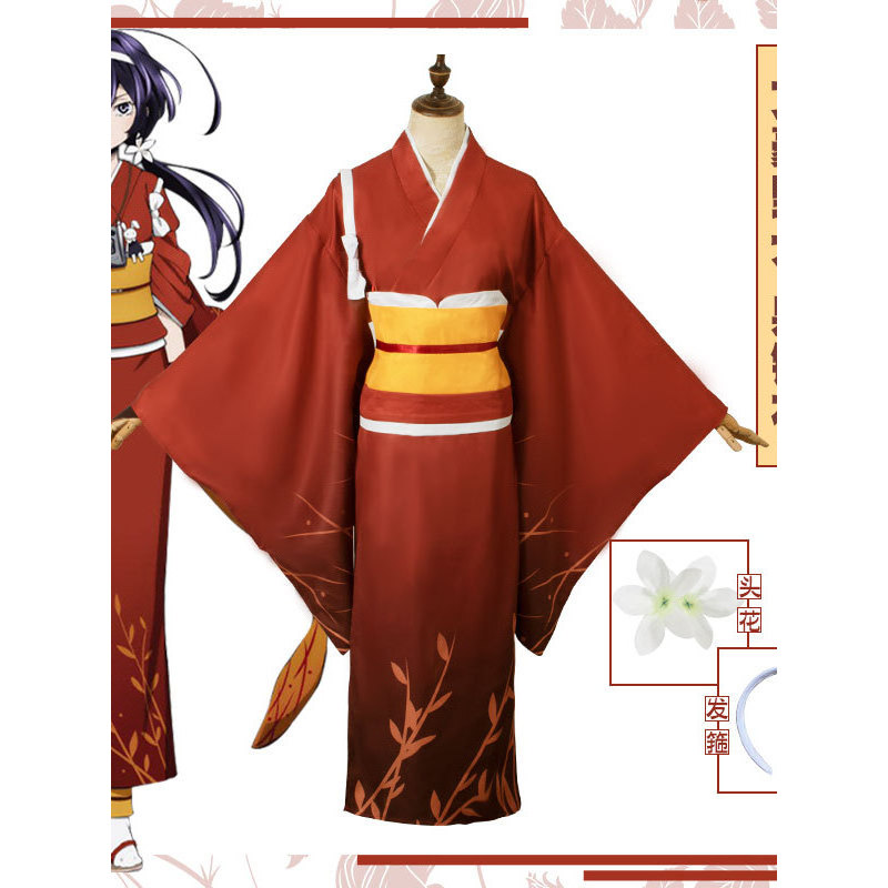 Bungou Stray Dog Izumi Goggles cos ชุด Yasha หิมะ Yukata สีแดงชุดกิโมโนอะนิเมะคอสเพลย์เครื่องแต่งกาย