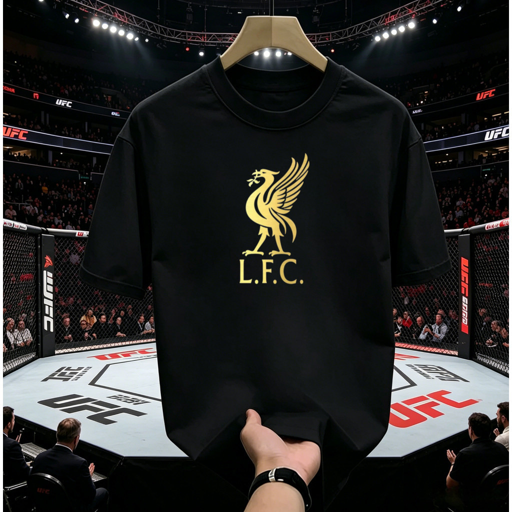 จัดส่งภายใน 24 ชั่วโมงโลโก้ "Liver Bird" สีเหลืองทอง, เสื้อยืดแขนสั้นแฟนฟุตบอลเรียบง่าย, เสื้อยืดแขนสั้นคนรักฟุตบอล
