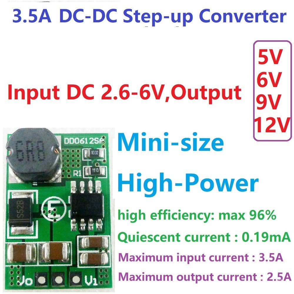โมดูลแปลงบูสเตอร์ 15W DC-DC 3.3V 3.7V 3.8V 4.2V ถึง 5V 6V 9V 12V MINX
