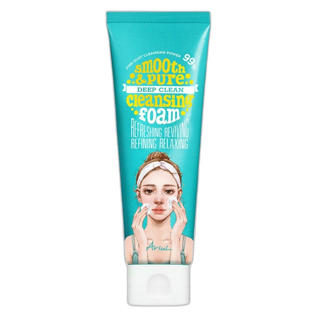 [ariel] โฟมล้างหน้า Smooth & Pure Deep Clean 120ml, 1pc / โฟมล้างหน้าเกาหลี / Deep Clean by mintcand