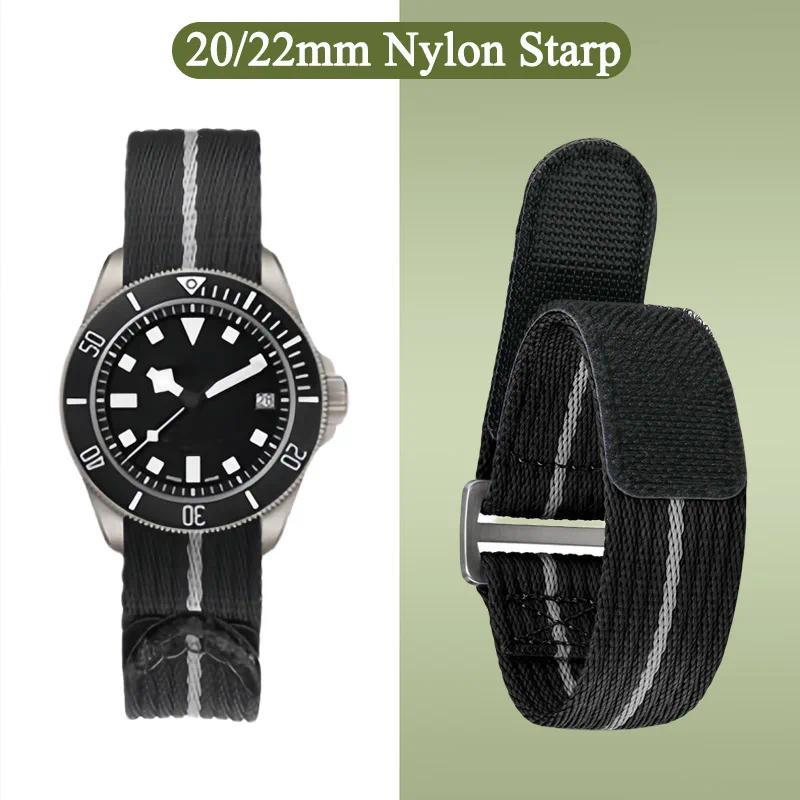 20mm 22mm Hook and Loop Fastener Nylon Watch Strap Bracelet for Tudor Seiko Watchband Men Women Repl