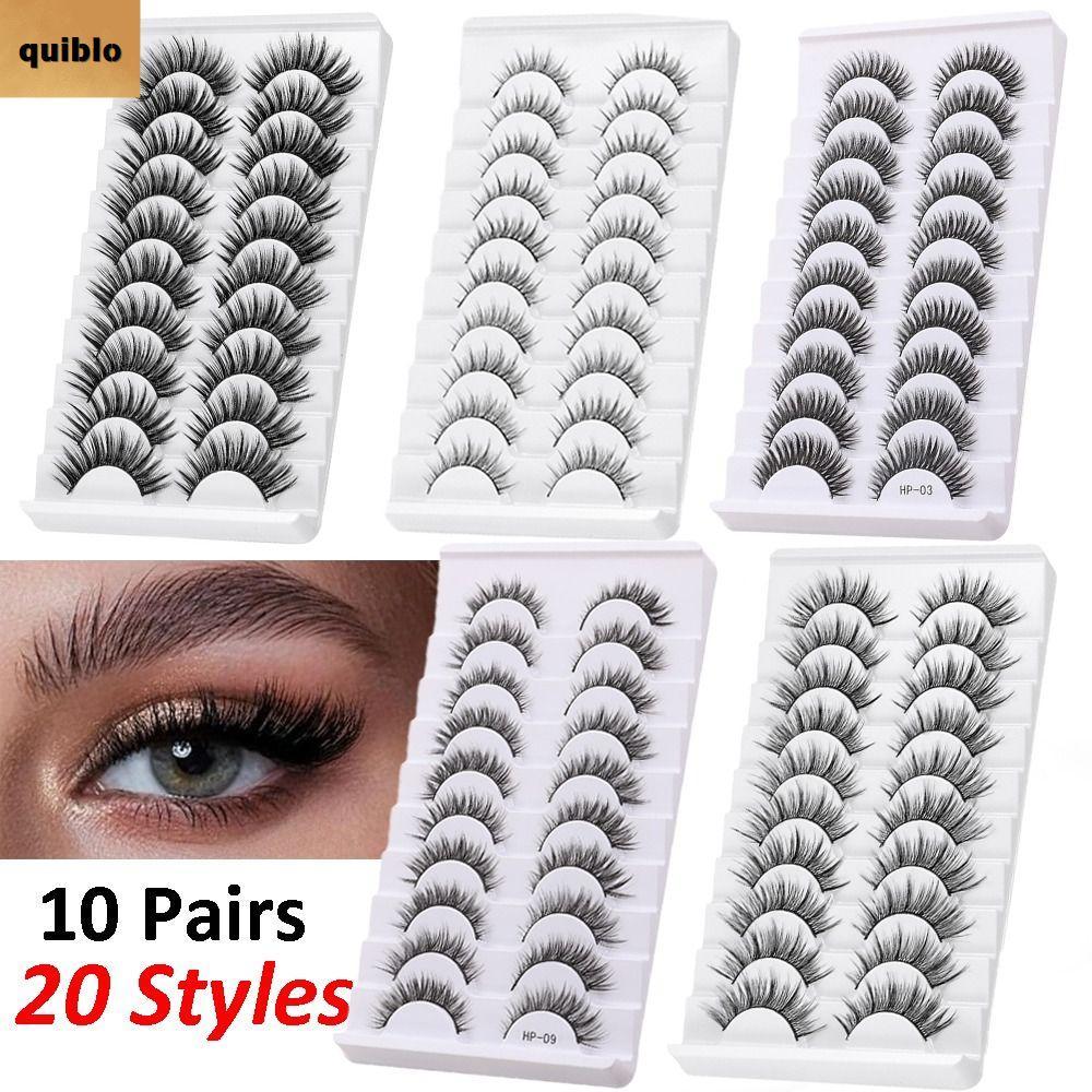 QUIBLO ขนตาปลอม, Full Strip Handmade Faux Mink Lash, Beauty Dramatic Cruelty-free Natrual Long Eye แต่งหน้าเครื่องมือ Eyelash Extension