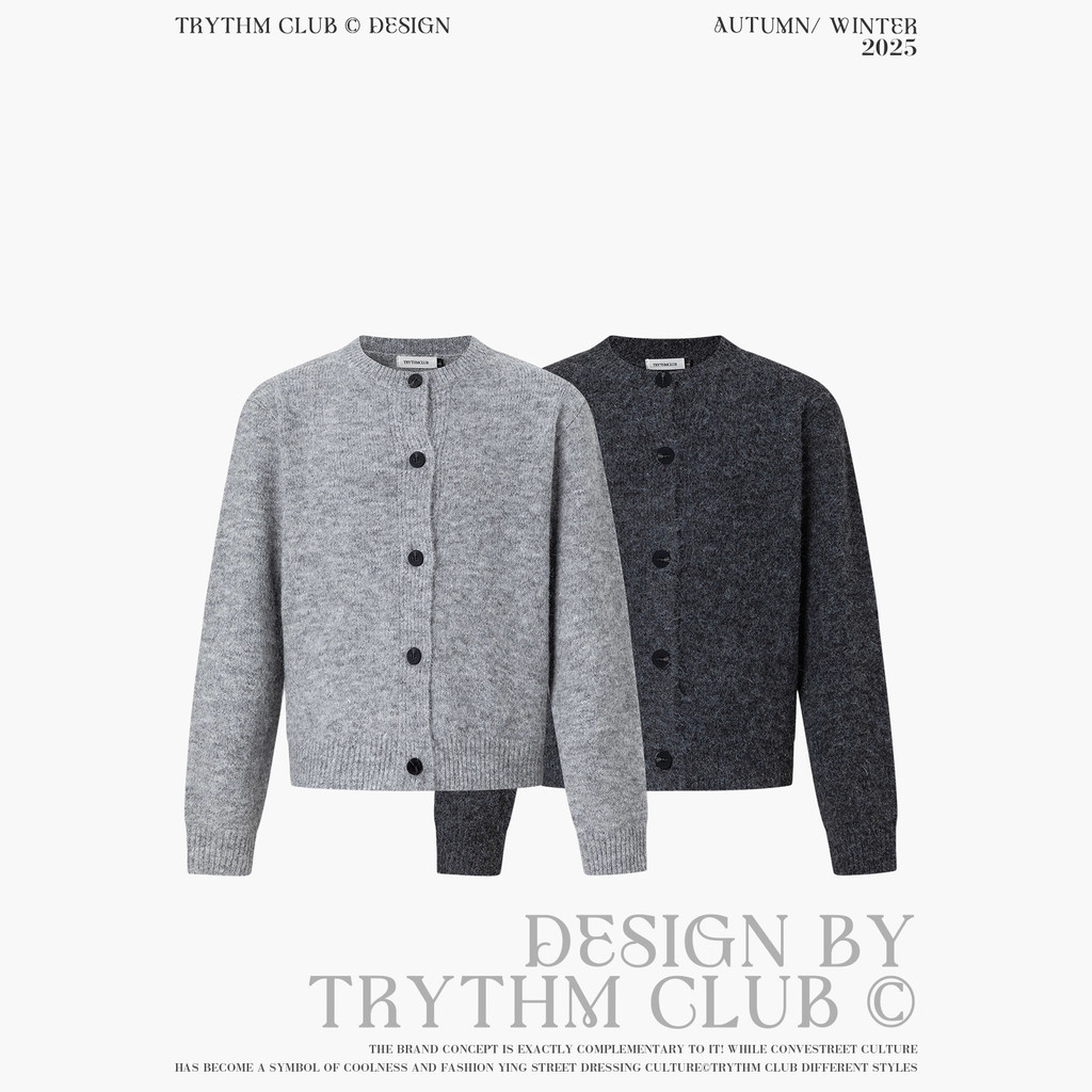 TRYTHMCLUB Simple Old Money Style High-End ถักเสื้อสเวตเตอร์ถัก Street อินเทรนด์ผู้ชายผู้หญิงเสื้อกั