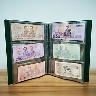 สมุดเก็บธนบัตรใส่ได้ 60ใบ ใส่หน้า-หลังได้ถึง 120 ใบ คุ้มสุดๆ สมุดสะสมแบงค์ สมุดใส่เงิน สีเขียว