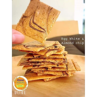 Egg White & Almond chip ไข่ขาวอัลมอนด์อบกรอบ อร่อย ไร้เนย ไม่มีคอเลสเตอรอล | สูตรใหม่ มีใยอาหารจาก FOS by Kanomdeedee