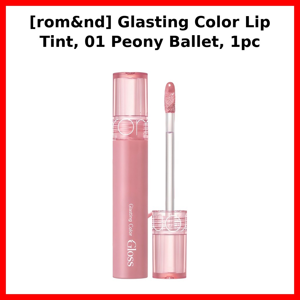 [rom&nd] Glasting Color Lip Tint, 01 Peony Ballet, 1 ชิ้น / Korean Lip Tint / Vibrant Color / ของแท้