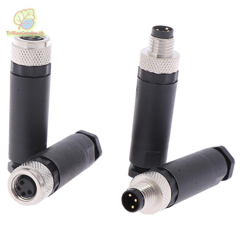 TrillionCatalpa 1 PC M8 Sensor Connector 3/4 Pin ปลั๊กมุมตรงชาย/หญิง TH