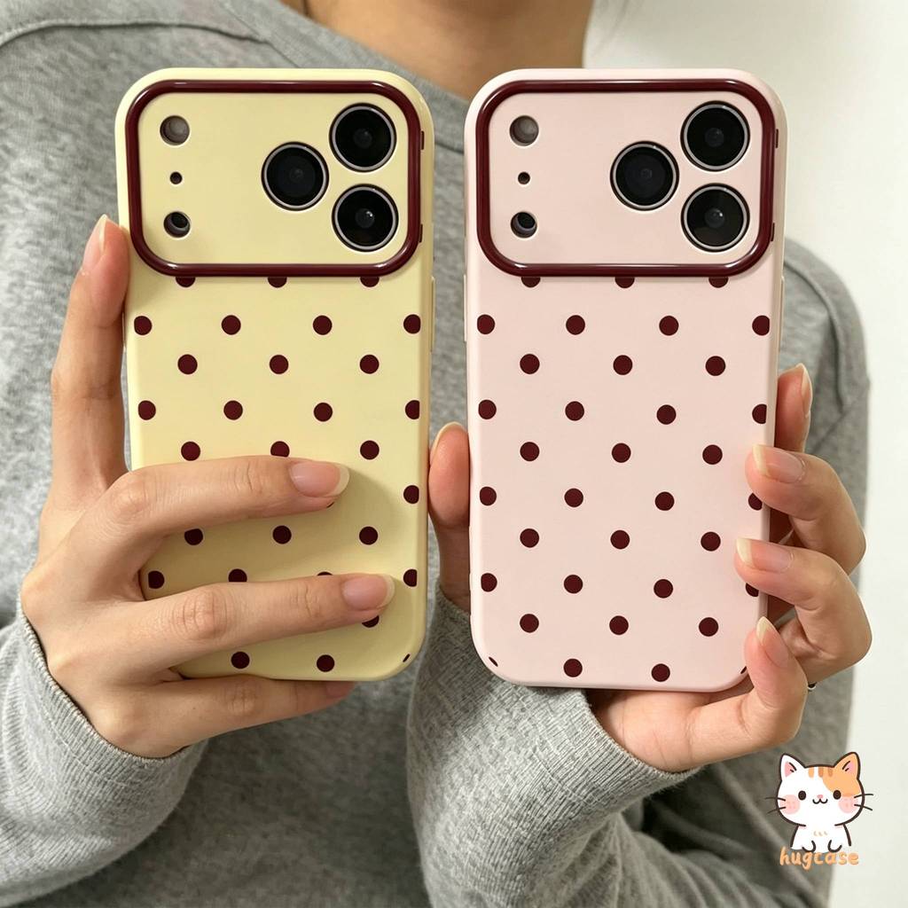 รองรับ iPhone 15 16 11 17 13 12 14 Pro Max 15 16 14 Plus 13 15 1617 Pro เคสจุดสีไวน์เรียบง่ายทันสมัย สไตล์สาว