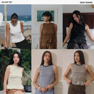 DAILY SQUAD Eclair Top ดีเทลสม็อคช่วยให้ตัวเสื้อกระชับเข้ากับรูปร่างอย่างเป็นธรรมชาติ พร้อมสายผูกด้านข้างเพิ่ม movement