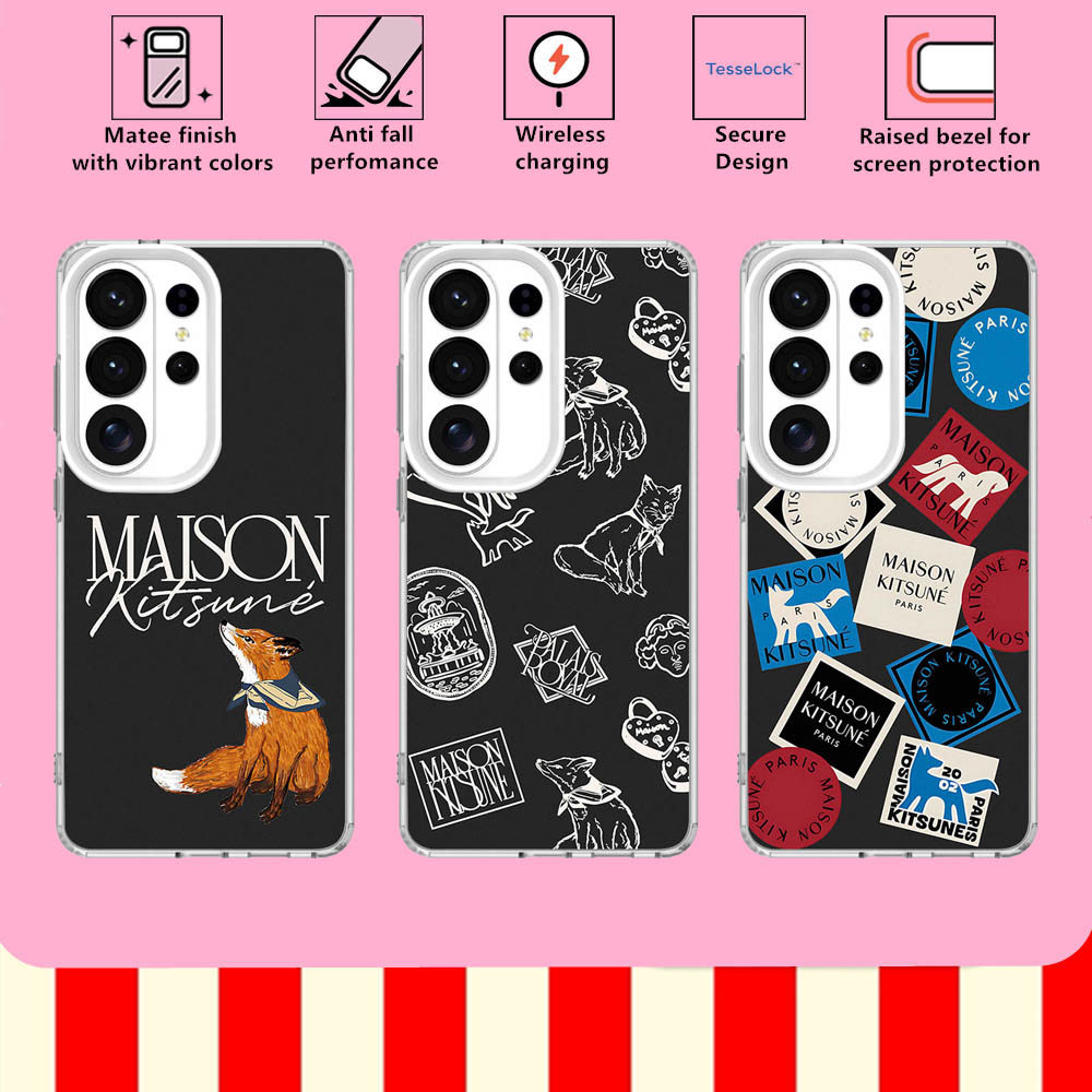 เหมาะสําหรับ Samsung Galaxy S26 S25 S24 S23 Ultra Plus FE Edge A07 A17 A37 A55 A57 5G เคสโทรศัพท์Maison Kitsunécandy สีแม่เหล็กปลอดภัยปลอกกันกระแทกฝาครอบป้องกัน