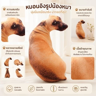 COD ตุ๊กตาสุนัข 3D เสมือนจริง ขนฟูนุ่ม ตัวใหญ่ 50/70ซม. ใช้ตกแต่งบ้านหรือหมอนนั่งเล่นก็ได้ วางมุมไหนก็ปัง