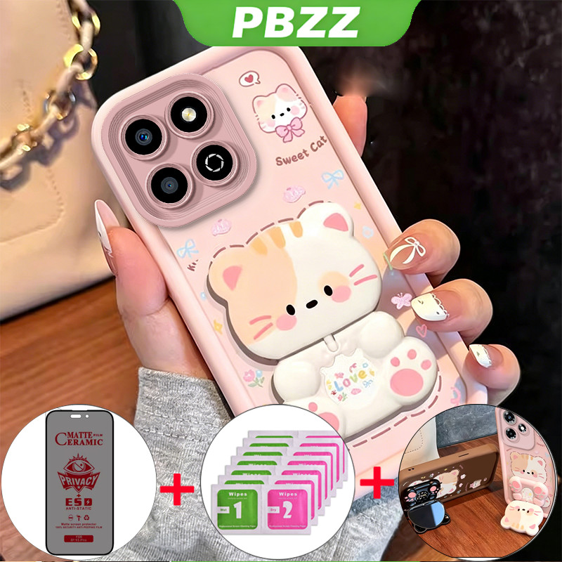 สําหรับ honor X7B X7A X7C X7D X5B X5C PLUS 5G เคสโทรศัพท์ Softcase กันกระแทกใหม่ออกแบบความงามพร้อมผู้ถือเซรามิคความเป็นส่วนตัวกระจกนิรภัย JTFKMZJ1