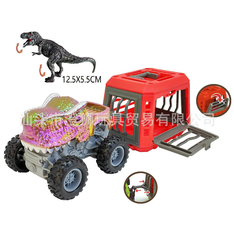 Cross-border electroplated dinosaur inertia car toy for children, simulated off-road toy car, slidin