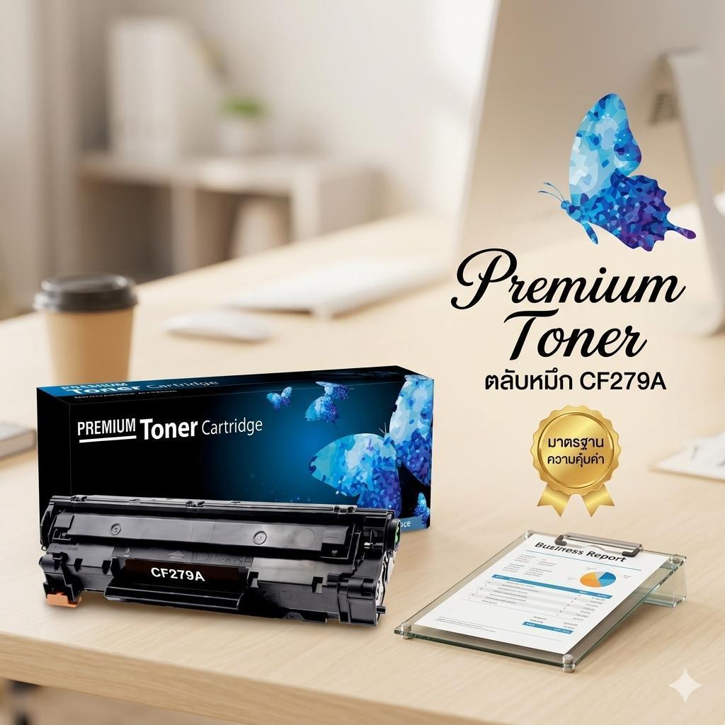 ตลับหมึก Premium Laser Toner เทียบเท่า CF279A (1K) BLACK พิมพ์คมชัด สีสด บรรจุ 1 ตลับ