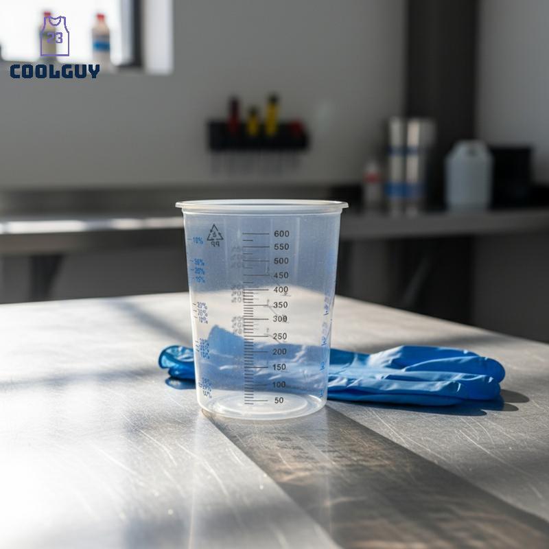 [YLSW] 10/50 ชิ้นสีผสม Calibration ถ้วยพลาสติกสีผสมถ้วย 600ml หม้อผสม TH