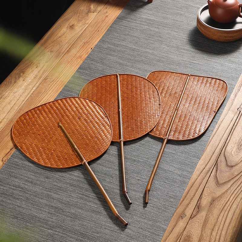 Handmade bamboo lacquer fan, Chinese retro style, for home use in summer, cooling fan, round fan, ba