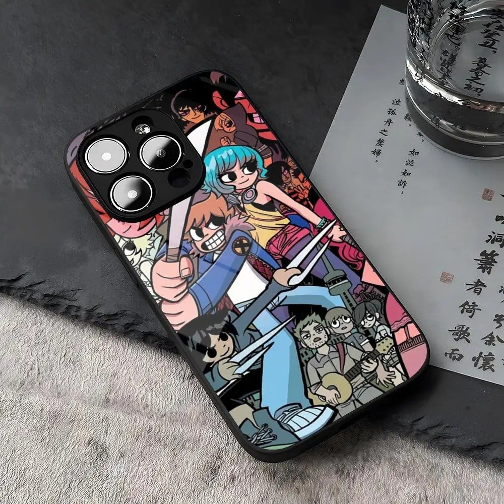 BK-1 การ์ตูน Scott Pilgrim Vs เคสโทรศัพท์กระจกนิรภัยสําหรับ IPhone 16 13 14 12 15 11 Pro Max Plus Mi