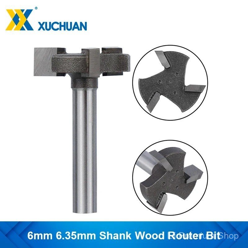 (Hot) Spoilboard Surfacing Router Bit 6 มม.6.35 มม.Shank Slab Flattening Router Bit T-Slot Milling C