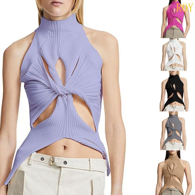 ROY Breathable Cami Tops สําหรับผู้หญิงถักถังสาวตัด Crop Tops