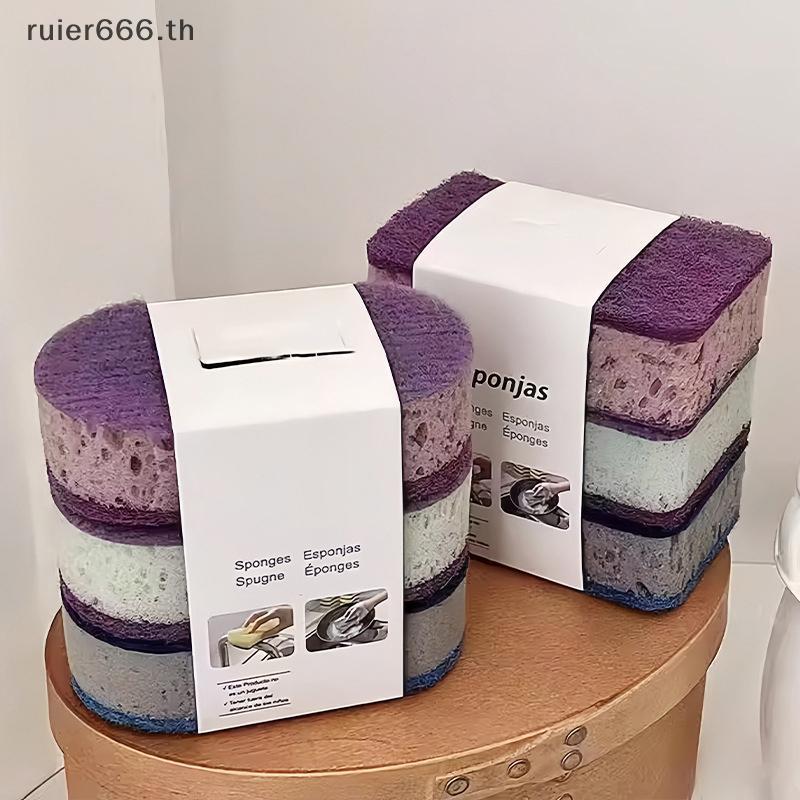 # รุยเออร์ # Thiened High-Density Colourful Sponge Scrubber - แปรงล้างจานกันน้ํามันสองด้าน, แผ่นทําความสะอาดห้องครัวที่ทนทาน