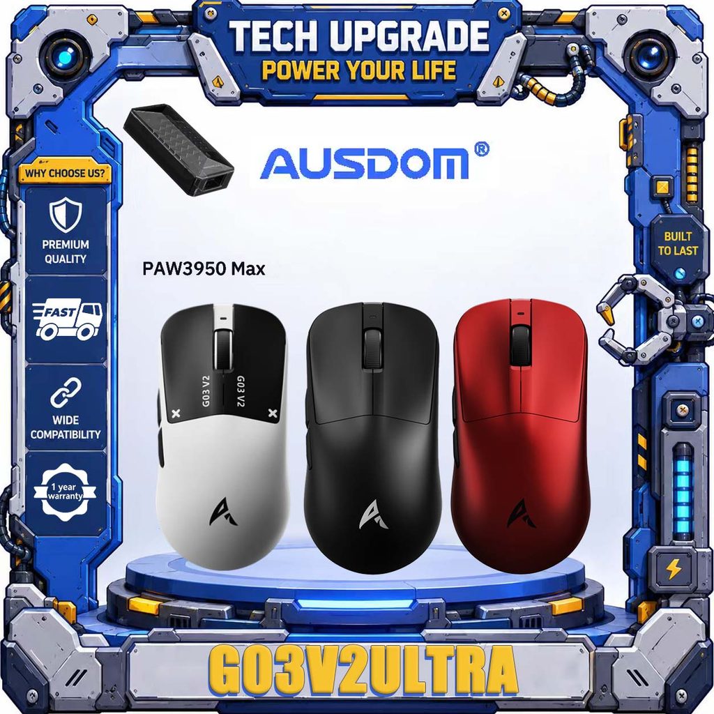 AUSDOM G03 V2 Ultra Dual 8K เมาส์สําหรับเล่นเกมไร้สาย Nordic Dual nRF54L15 ชิป PAW3950 Max Sensor 66