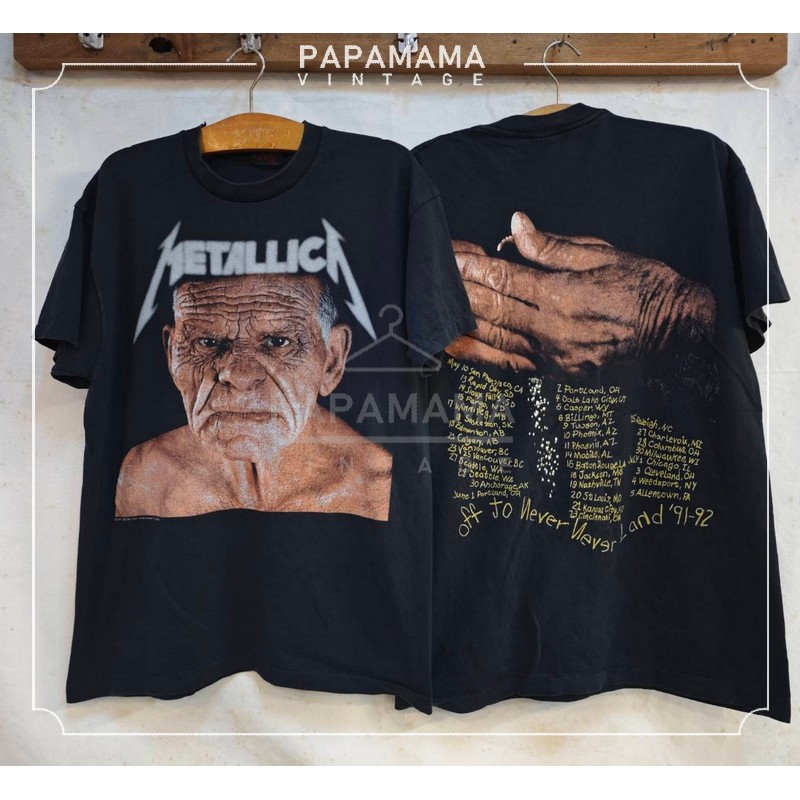 [ METALLICA ] off to never never land US tour @91-92 Bio Washed ฟอกไบโอ นุ่มมาก เสื้อทัวร์ วงร๊อค วินเทจ papamam vintage