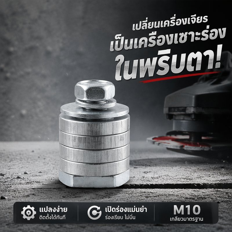 หัวเซาะร่อง M10 อะแดปเตอร์แปลงเครื่องเจียร เป็นเครื่องเซาะร่องฝังสายไฟ คอนกรีต ปูน PVC