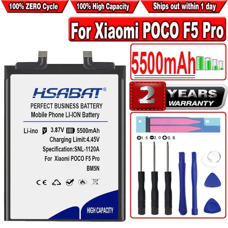 HSABAT 5500mAh BM5N แบตเตอรี่สําหรับ Xiaomi MIUI POCO F5 Pro F5Pro