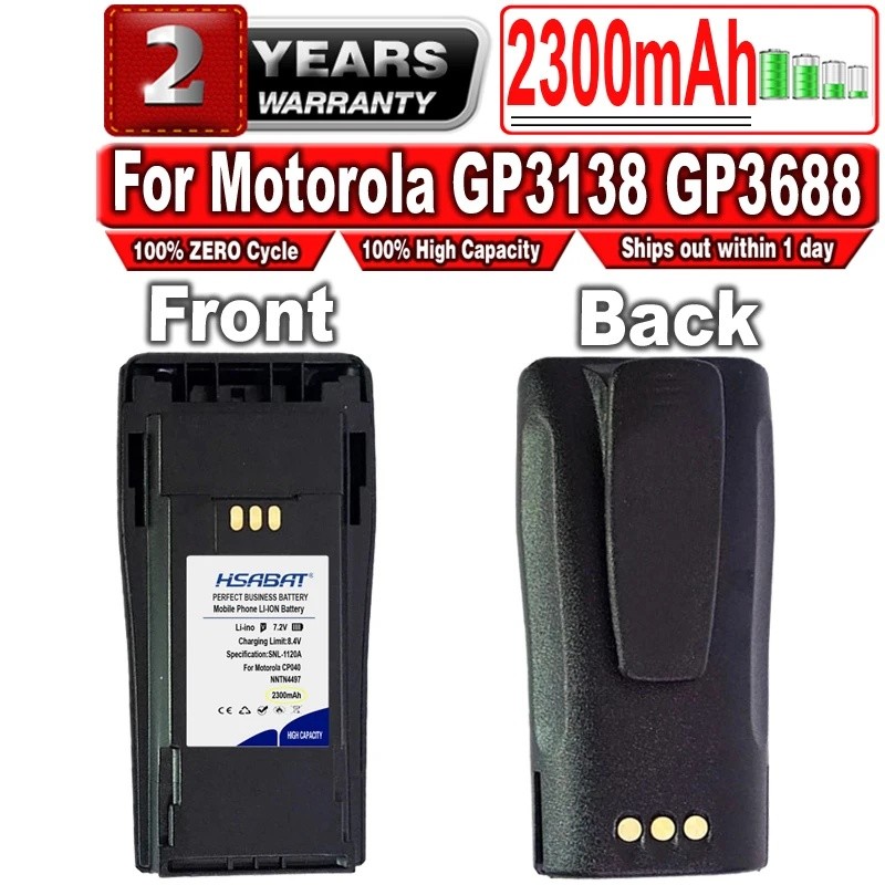 HSABAT 2300mAh NNTN4497 แบตเตอรี่สําหรับ Motorola DEP450 CP140 CP040 CP200 CP380 EP450 CP180 GP3688 