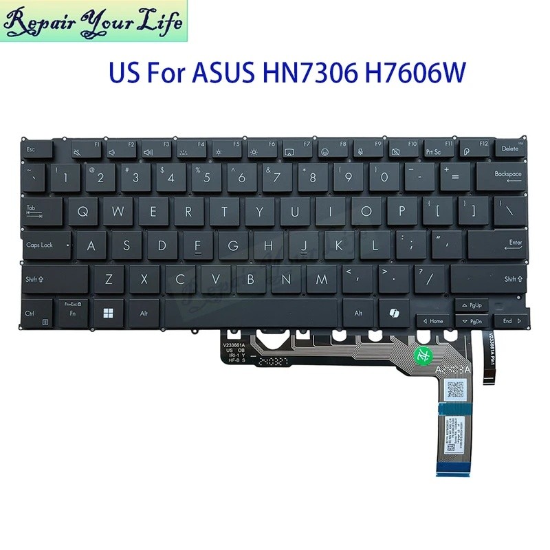 US ภาษาอังกฤษคีย์บอร์ด Backlight สําหรับ ASUS ProArt PX13 HN7306 HN7306W P16 H7606 H760WV 0KNB0-361E