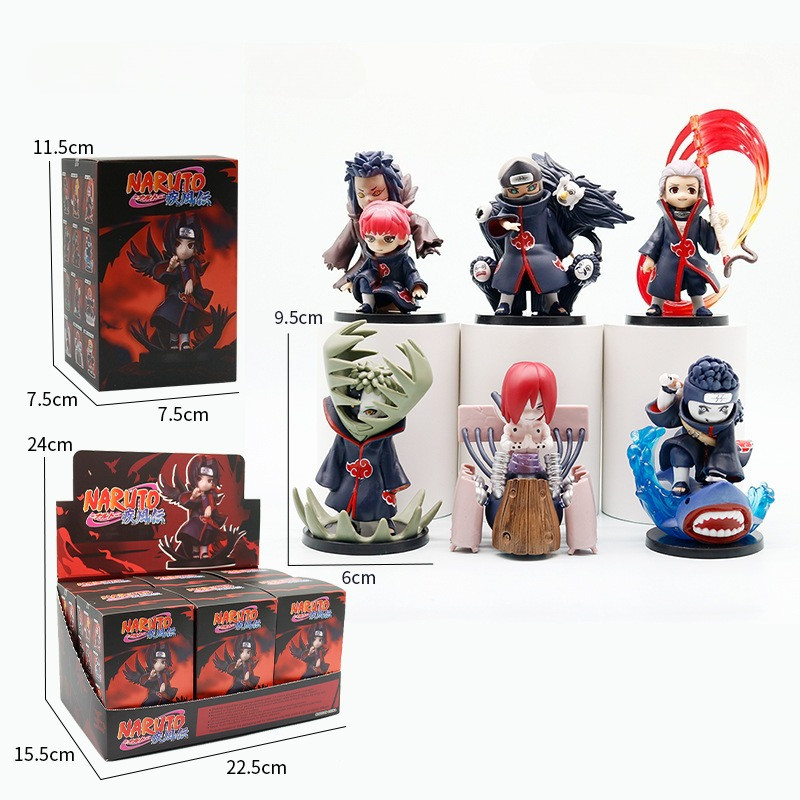 6 ชิ้น/เซ็ต 10 ซม.อะนิเมะ Shinobi World War Akatsuki Sasori Kakuzu Hidan Setsu Nagato Hoshigaki Kisame รุ่น Q PVC Action Figure ตุ๊กตาของเล่น