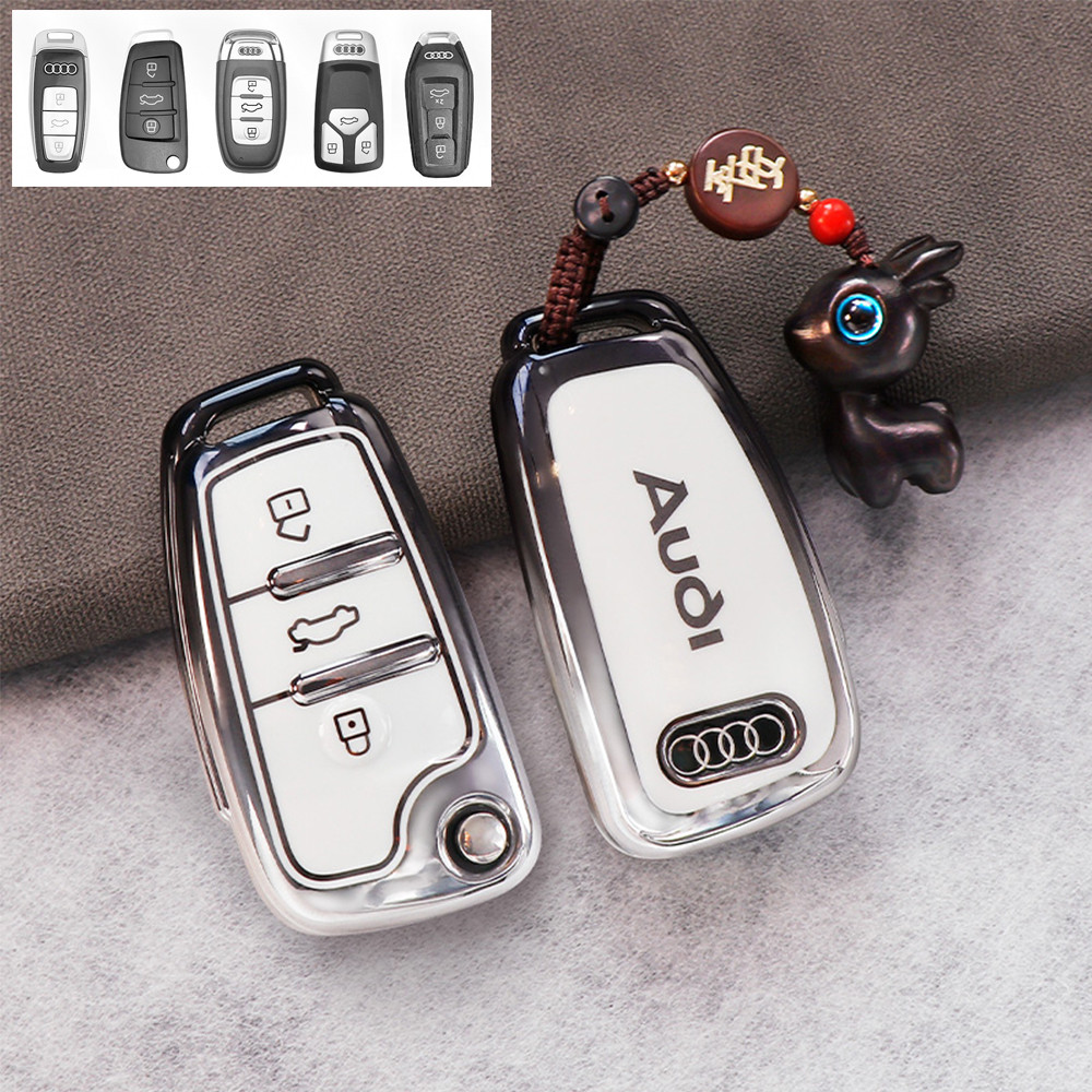 Gradientโปร่งใสกุญแจรถสําหรับAudi A4 B7 B8 B9 A6 A7 C7 C6 A3 8P Q7 A5 F5 Q5 FY Q8 Q2L e-tron TT 8J 3