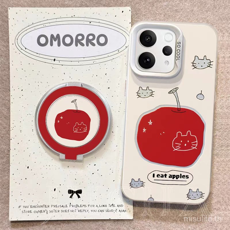 เคสโทรศัพท์สําหรับ Samsung S26 PLUS S25 PLUS red apple Holographic Rainbow Case สไตล์เกาหลี Slim กันกระแทกลายนิ้วมือ