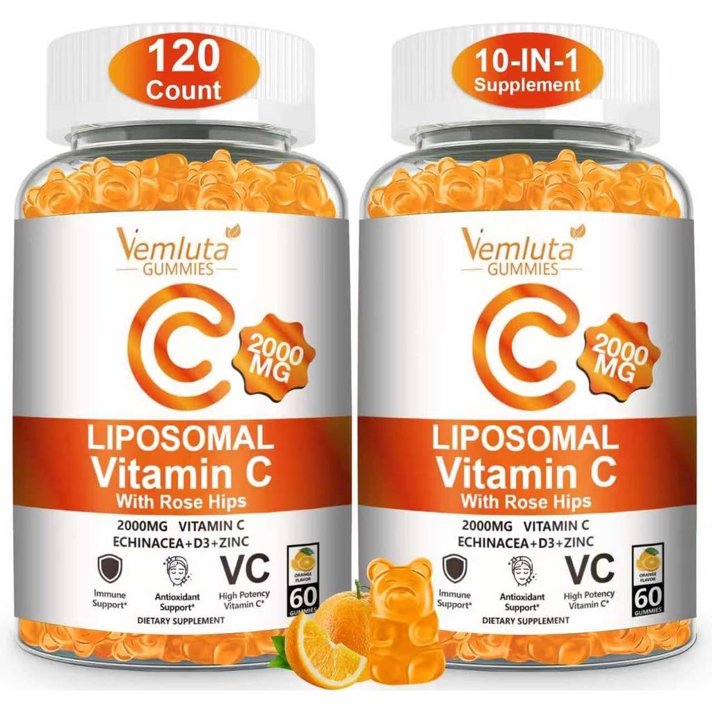 2 ชิ้น Lipidity Vitamin C 2,000 มก. Jelly Complex Rosehip ประกอบด้วย D3 5,000IU, Elderberry Echinace