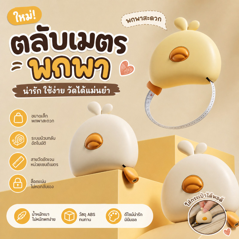 ไม้บรรทัดวัดรอบตัวแบบพกพา มีหัวแม่เหล็กดึงกลับอัตโนมัติ วัดเอว อก สะโพก ศีรษะ ต้นขาได้ ใช้งานสะดวกแม่นยำ