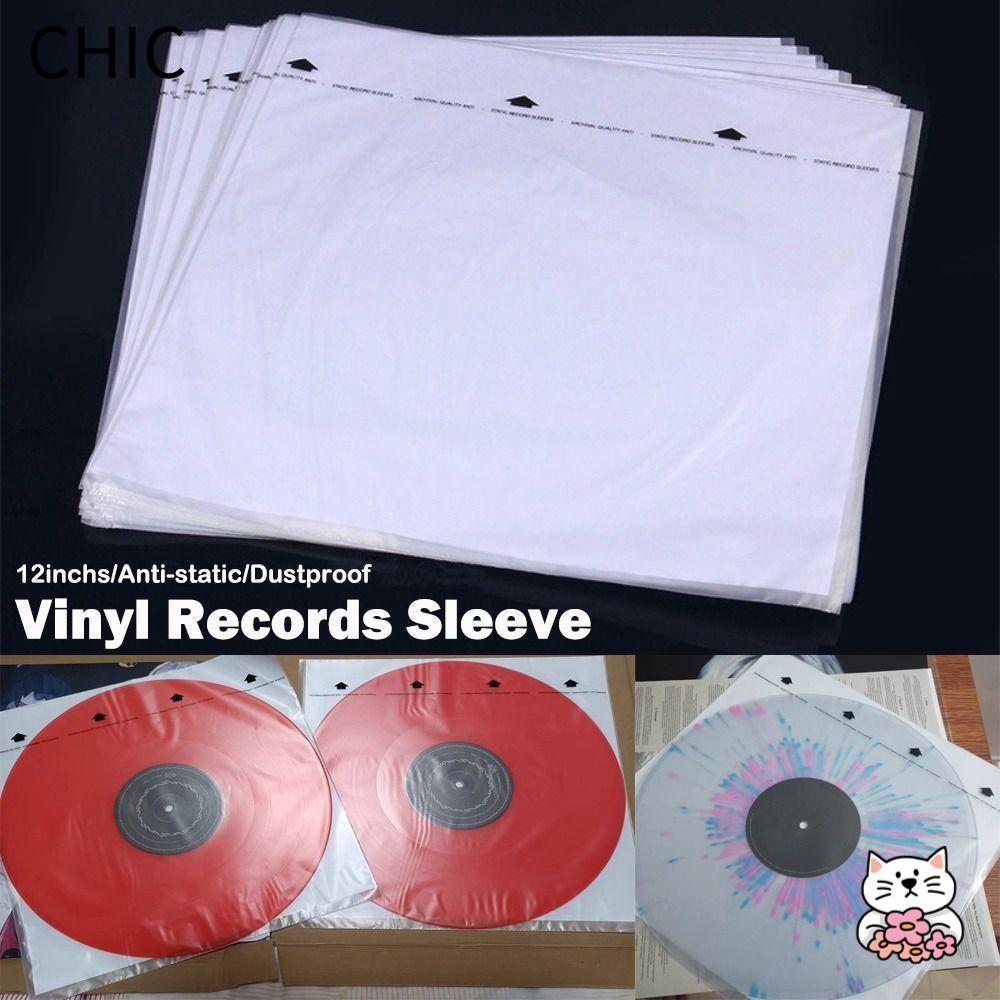 CHIC Vinyl Records Sleeve, White 12 นิ้ว LP Vinyl Record Cover, Resealable Record Protection
