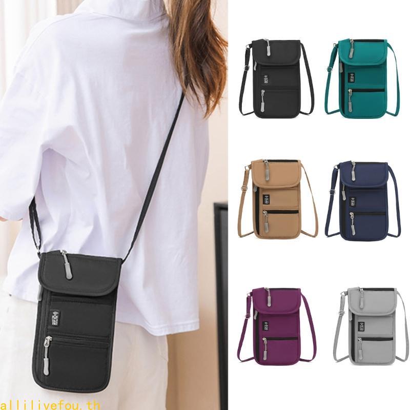 LIVE Easy Access Passport Organizer Blocking Neck Wallet Oxford Fabric Crossbody Bag